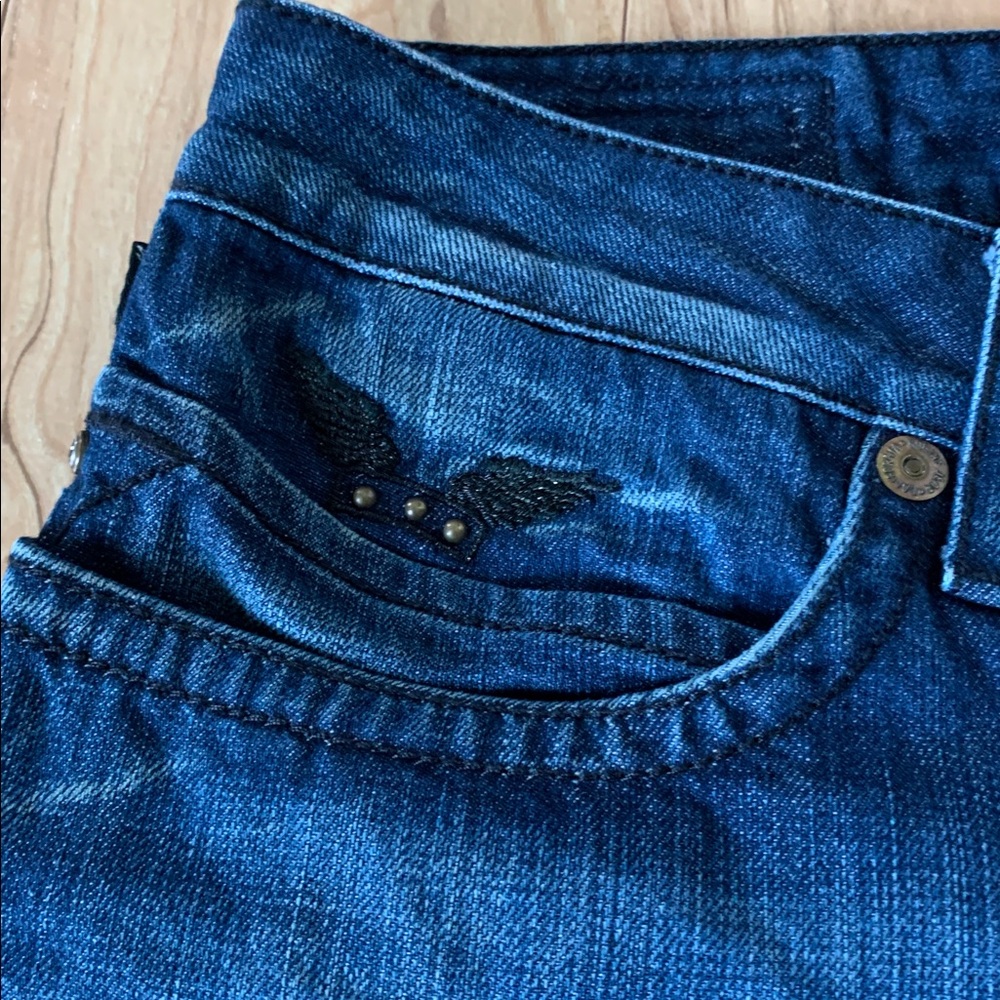 Robin's Jean Dark Blue Bootcut Jeans with Stud Accents - Picture 4 of 16